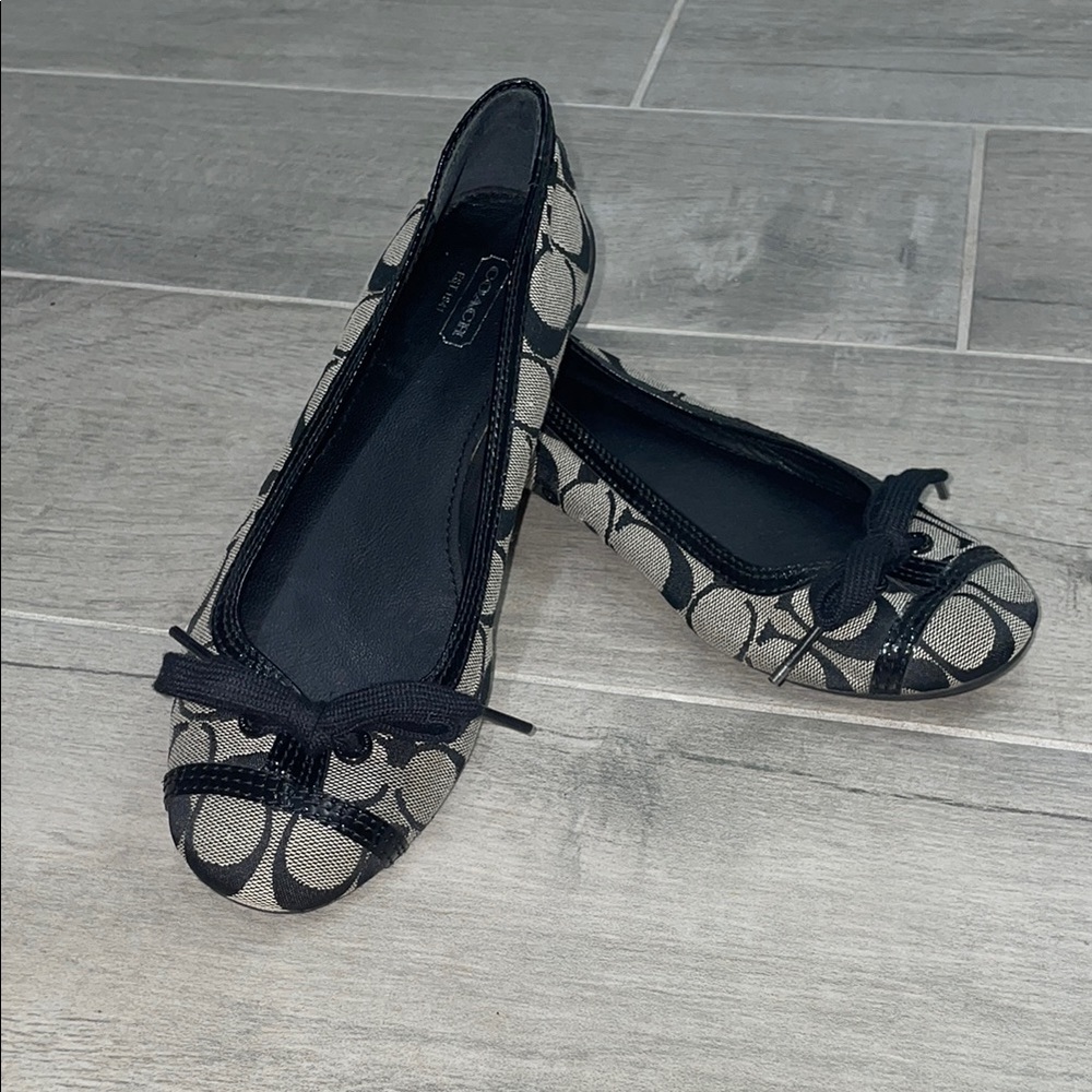 Coach Black and Gray Women's Ballet Flats